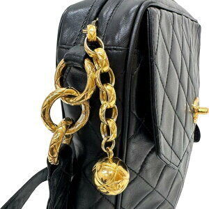 Chanel Lambskin Black Late Bag Matelass Hardware Quilted Ball Seal Shoulder Coco